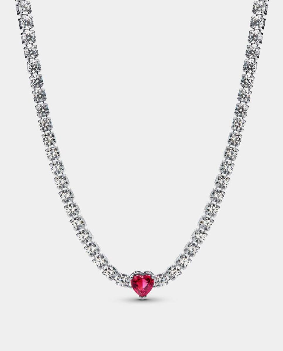 Imagen 1 de Choker en plata de ley halo corazón - PANDORA - Rojo Rojo
