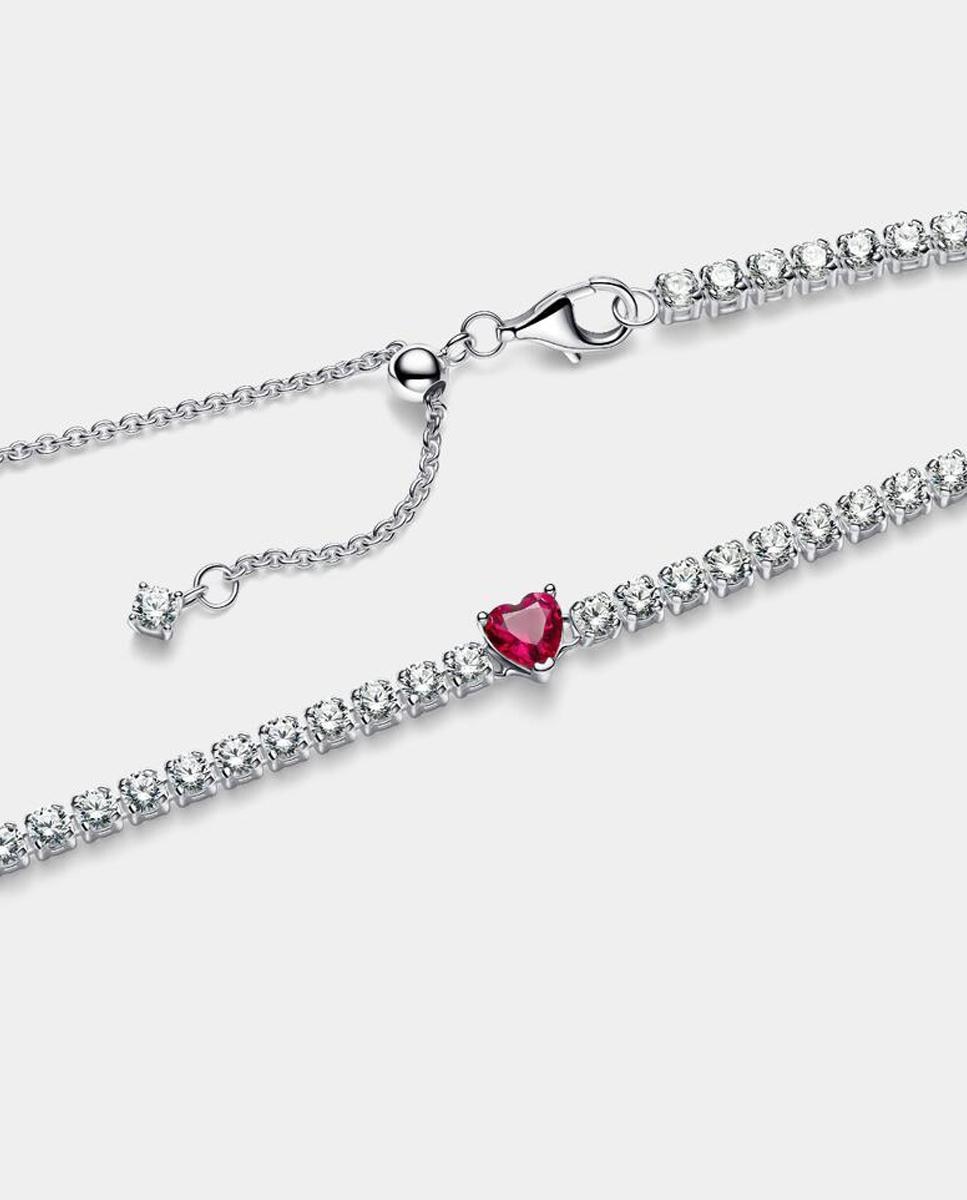 Imagen 2 de Choker en plata de ley halo corazón - PANDORA - Rojo Rojo