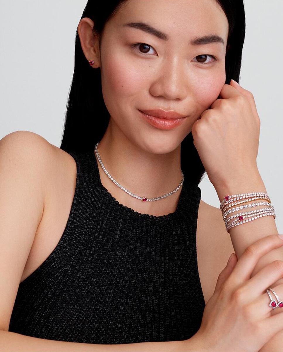 Imagen 3 de Choker en plata de ley halo corazón - PANDORA - Rojo Rojo
