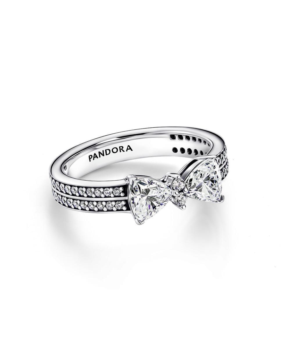 Anillo en plata de ley doble banda lazo brillante - PANDORA - Blanco Blanco-1
