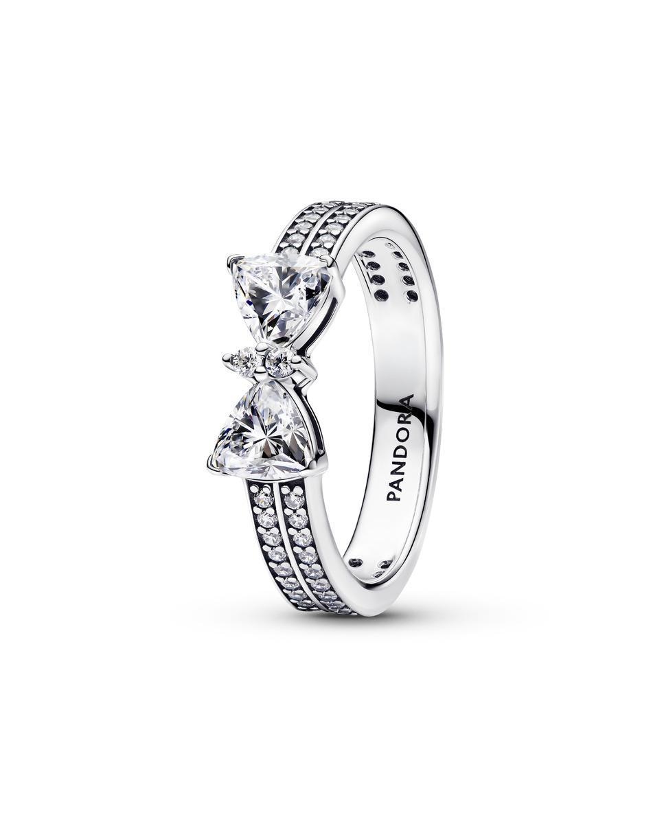 Anillo en plata de ley doble banda lazo brillante - PANDORA - Blanco Blanco-2