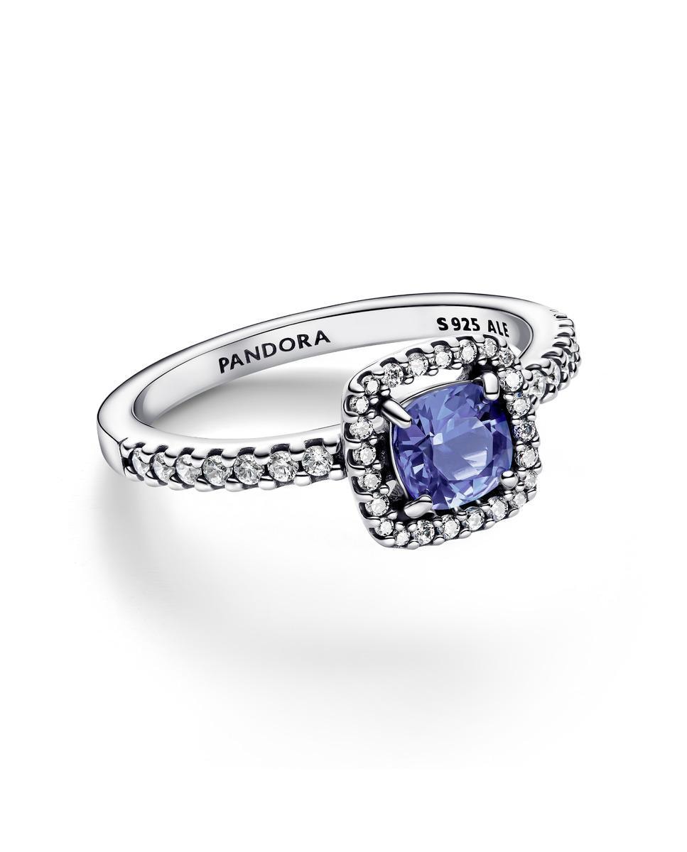 Anillo en plata de ley Halo Azul Cuadrado Brillante 10/50 Azul