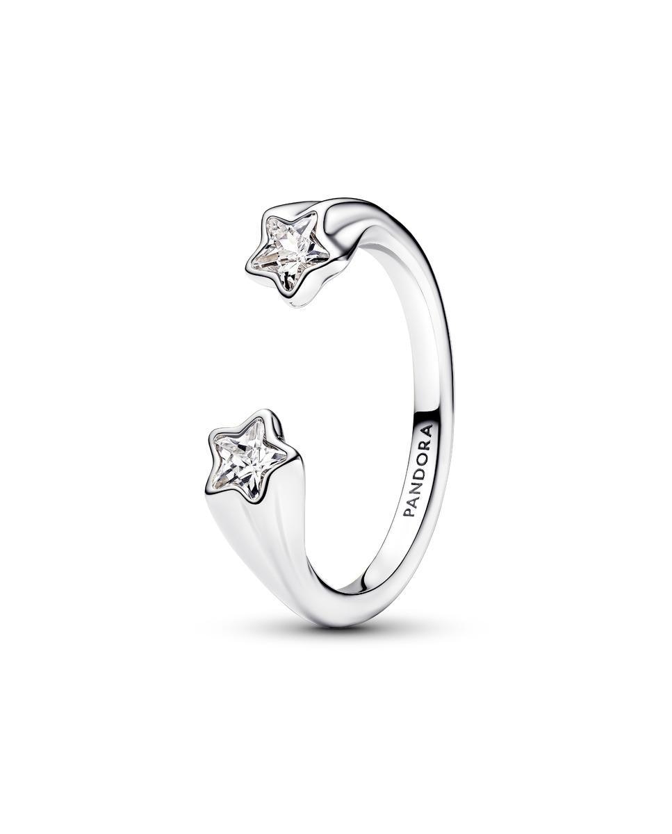 Imagen 0 de Anillo en plata de ley abierto estrellas fugaces Blanco