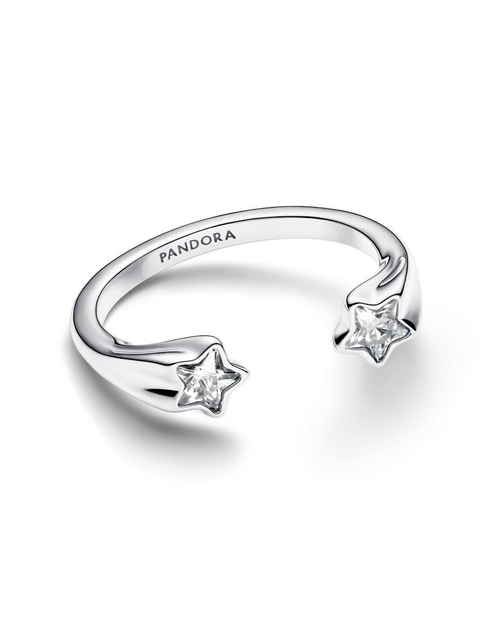 Anillo en plata de ley abierto estrellas fugaces - PANDORA - Blanco Blanco-2