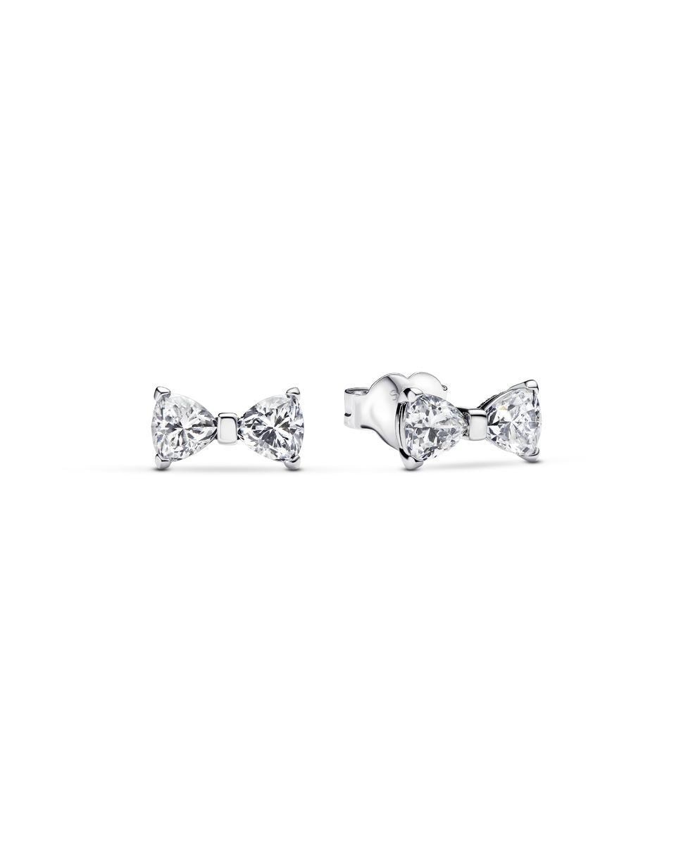 Pendientes en plata de ley de botón lazo pequeño brillante - PANDORA - Blanco Blanco-1