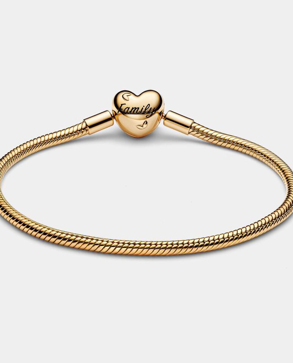 Pulsera Pandora Moments Cadena de Serpiente con Cierre de Corazón Familiar Blanco Blanco-2