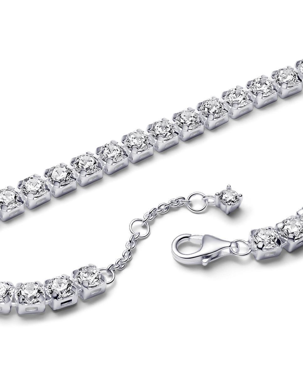 Pulsera tennis en plata de ley tenis ancha brillante - PANDORA - Blanco Blanco-2