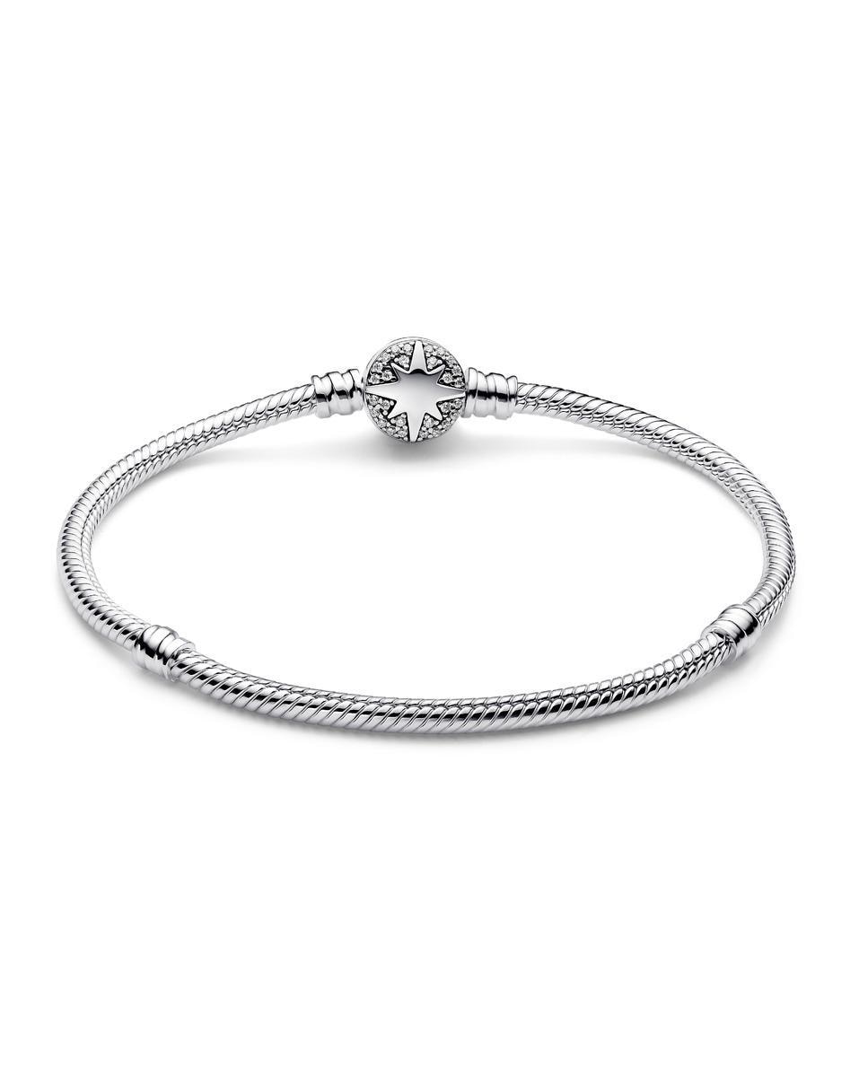 Imagen 0 de Pulsera en plata de ley pandora moments cadena de serpiente con cierre de estrella polar Blanco