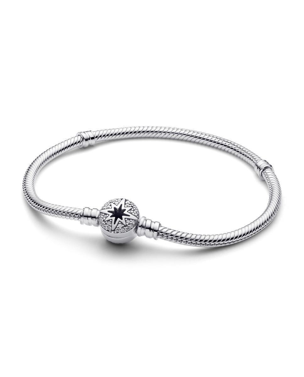 Pulsera en plata de ley pandora moments cadena de serpiente con cierre de estrella polar - Blanco Blanco-2