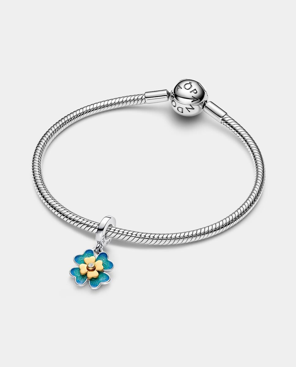 Charm colgante con diamante creado en laboratorio trébol de cuatro hojas - PANDORA - Azul Azul-1