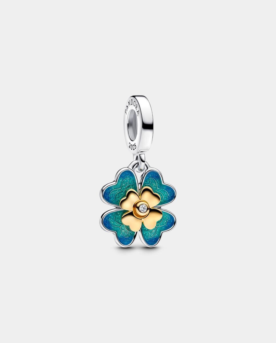 Charm colgante con diamante creado en laboratorio trébol de cuatro hojas - PANDORA - Azul Azul-4