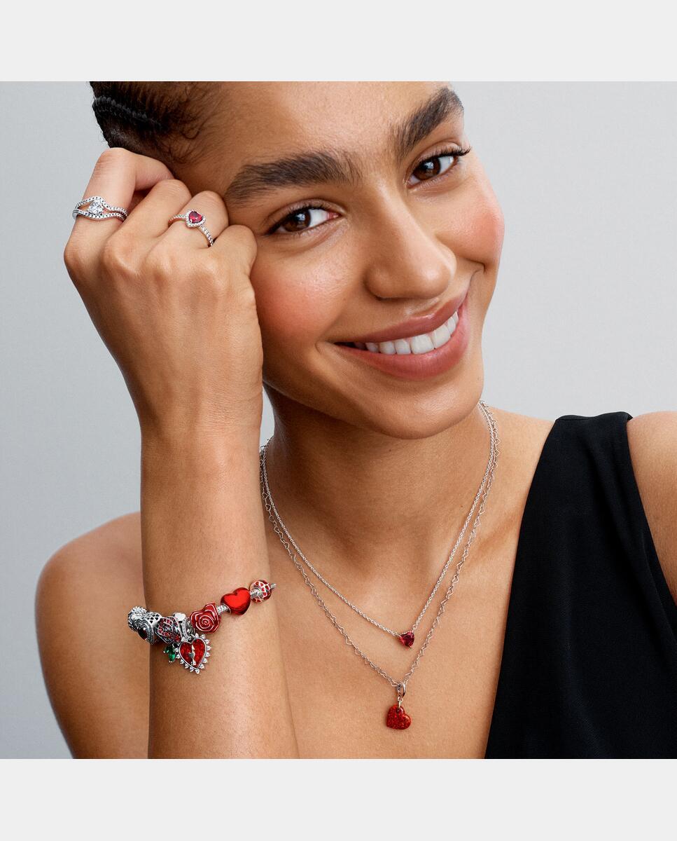 Imagen 3 de Charm en plata de ley colgante corazón rojo opalescente - PANDORA - Rojo Rojo