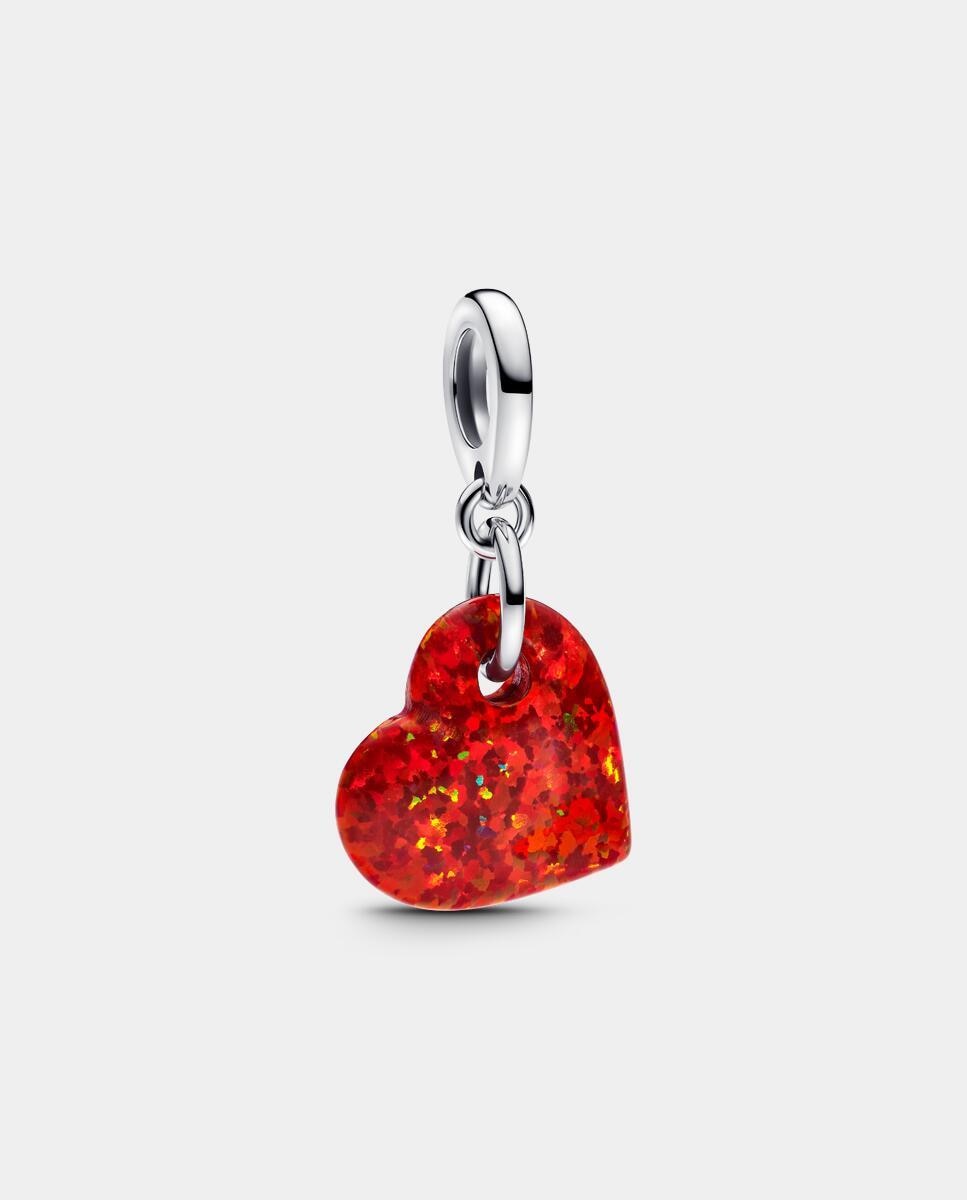Imagen 4 de Charm en plata de ley colgante corazón rojo opalescente - PANDORA - Rojo Rojo