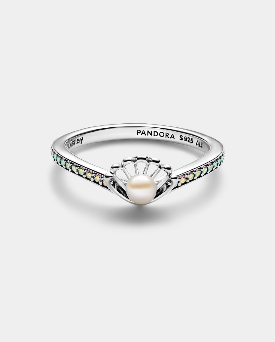Imagen 0 de Anillo en plata de ley perla cultivada de agua dulce tratada concha princesa ariel de disney Blanco