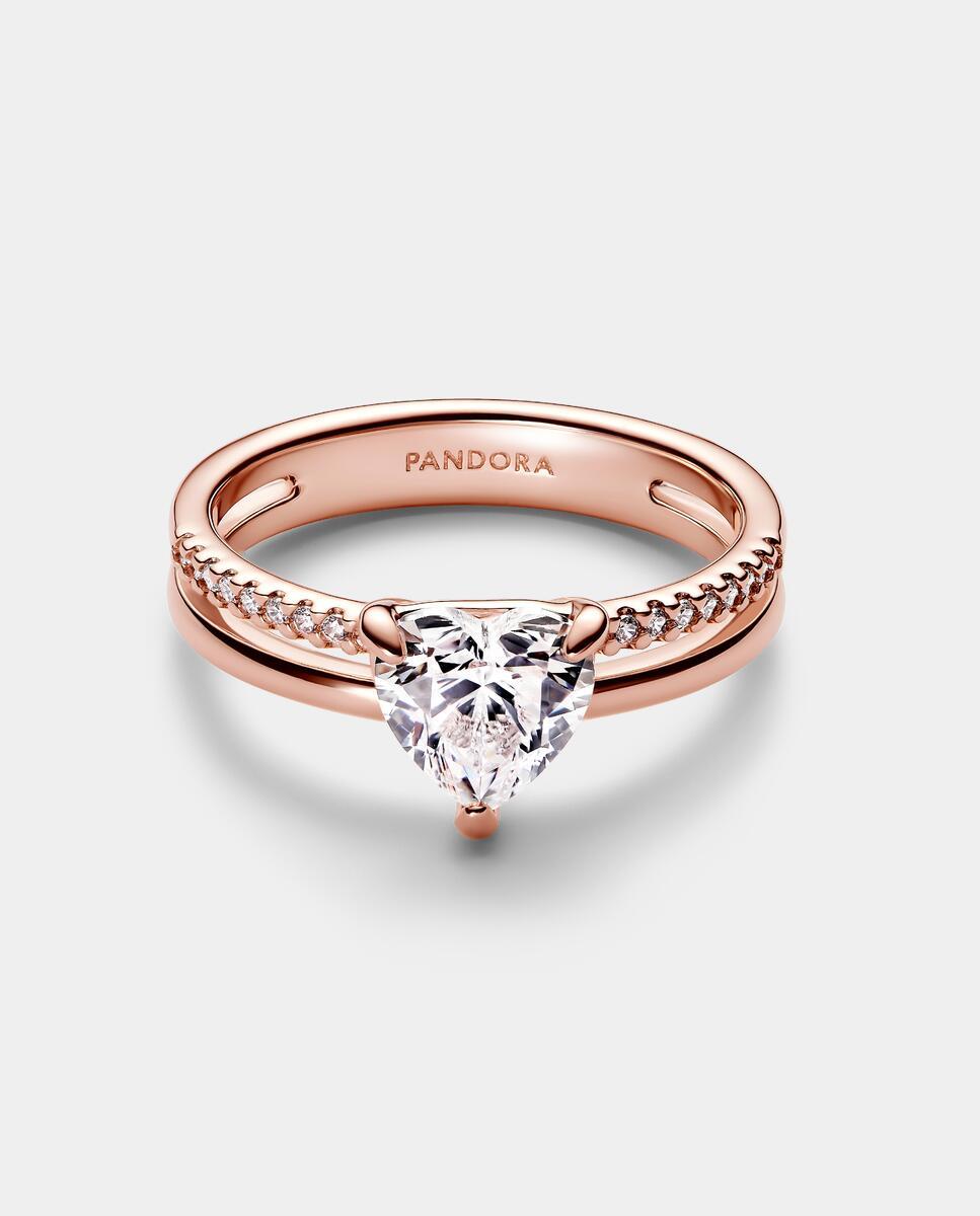 Imagen 1 de Anillo Corazón Doble Banda - PANDORA - Blanco Blanco
