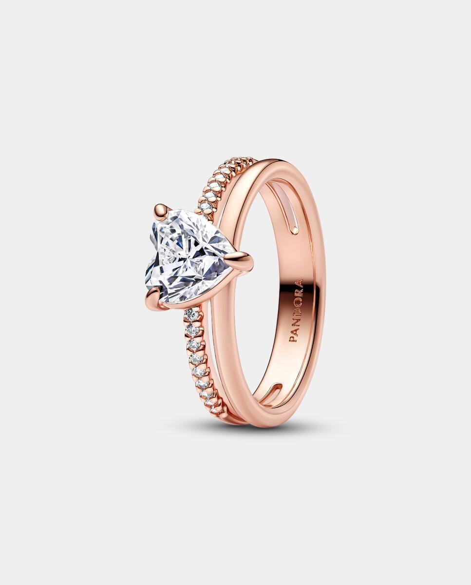 Imagen 4 de Anillo Corazón Doble Banda - PANDORA - Blanco Blanco