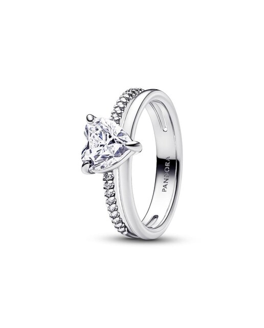 Imagen 0 de Anillo en plata de ley Corazón Doble Banda