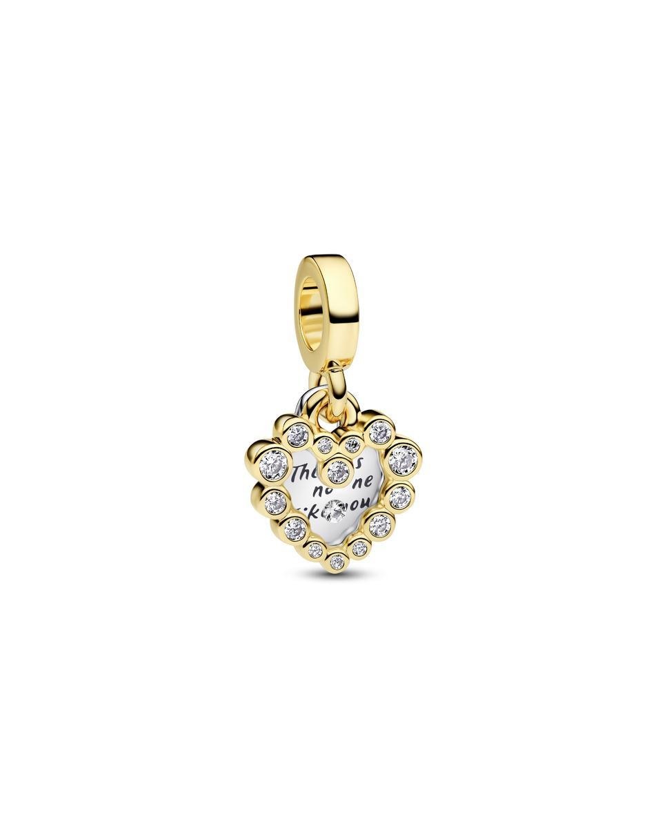 Charm colgante doble corazón brillante - PANDORA - Blanco Blanco-1