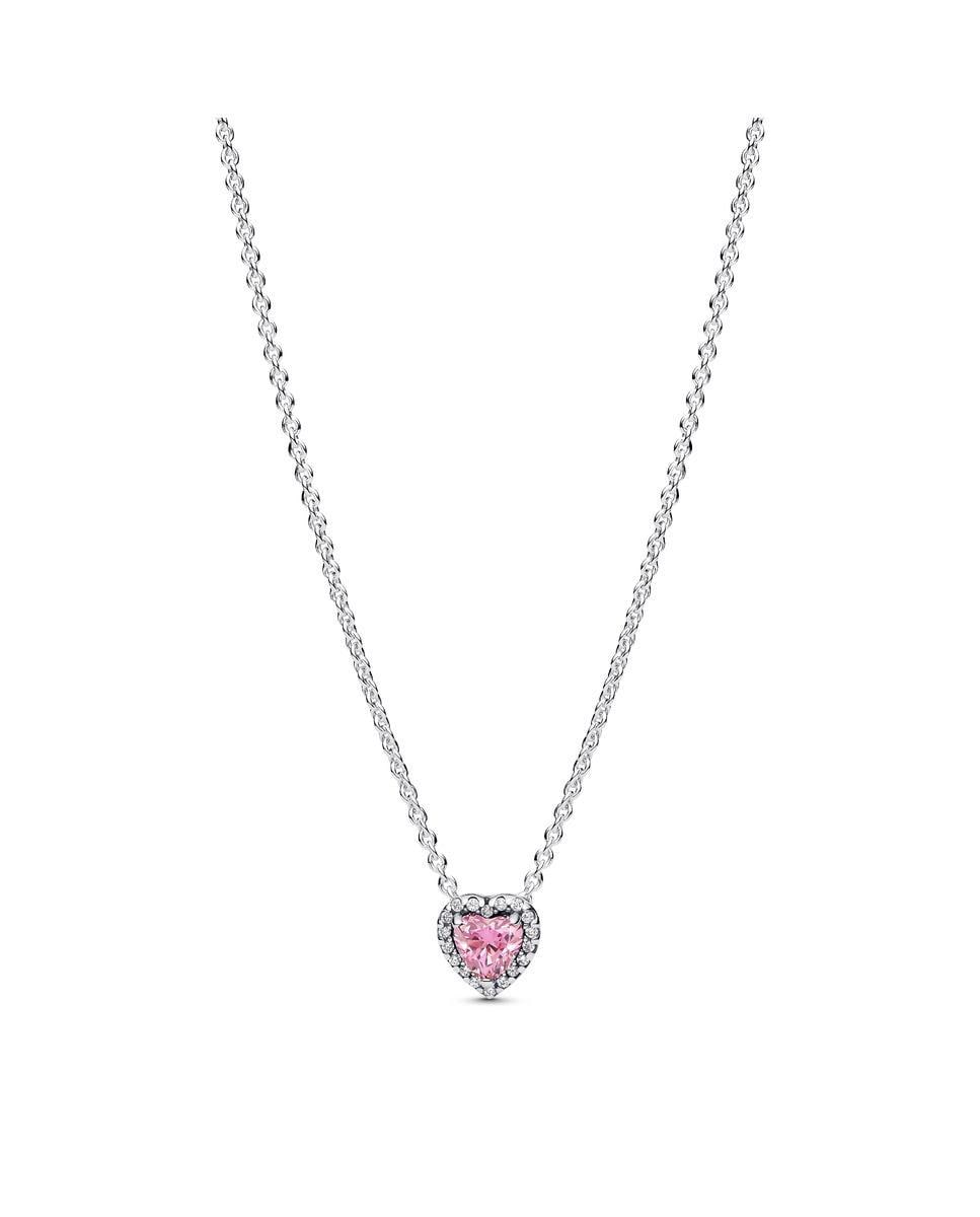 Collar en plata de ley Corazón en Relieve Rosa-1