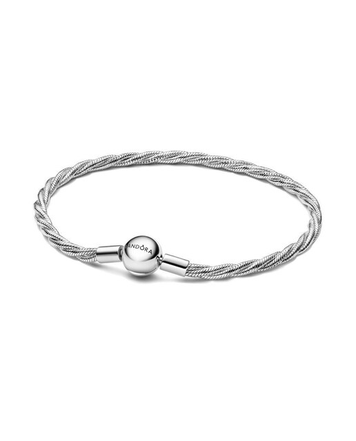 Imagen 0 de Pulsera en plata de ley Cadena de Serpiente Trenzada con Cierre de Bola de Pandora