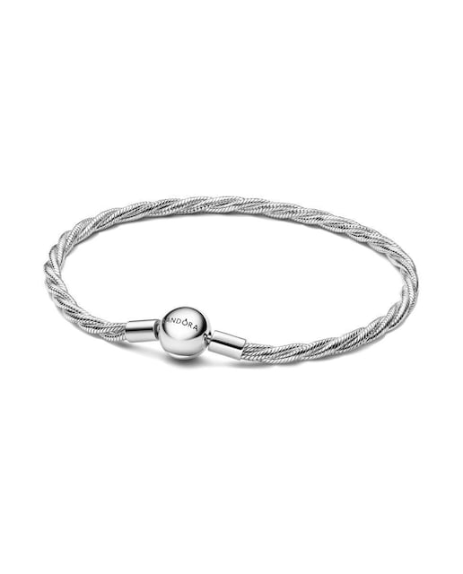Imagen 0 de Pulsera en plata de ley Cadena de Serpiente Trenzada con Cierre de Bola de Pandora