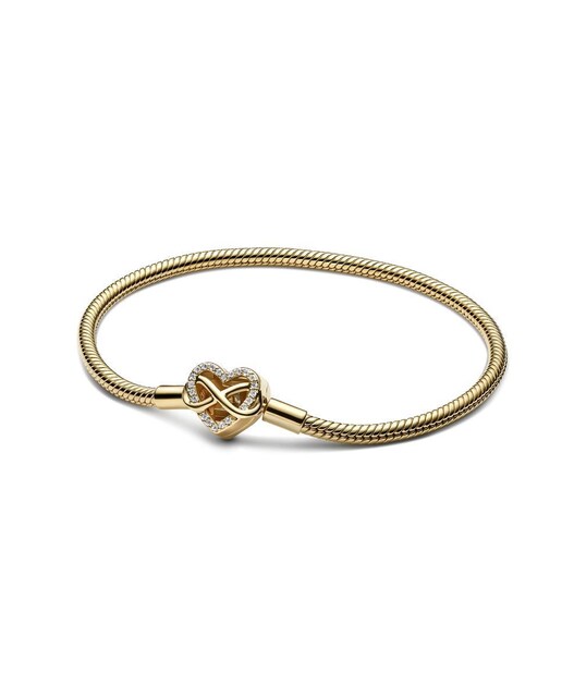Imagen 0 de Pulsera de Cadena de Serpiente con Cierre de Corazón Infinito Brillante