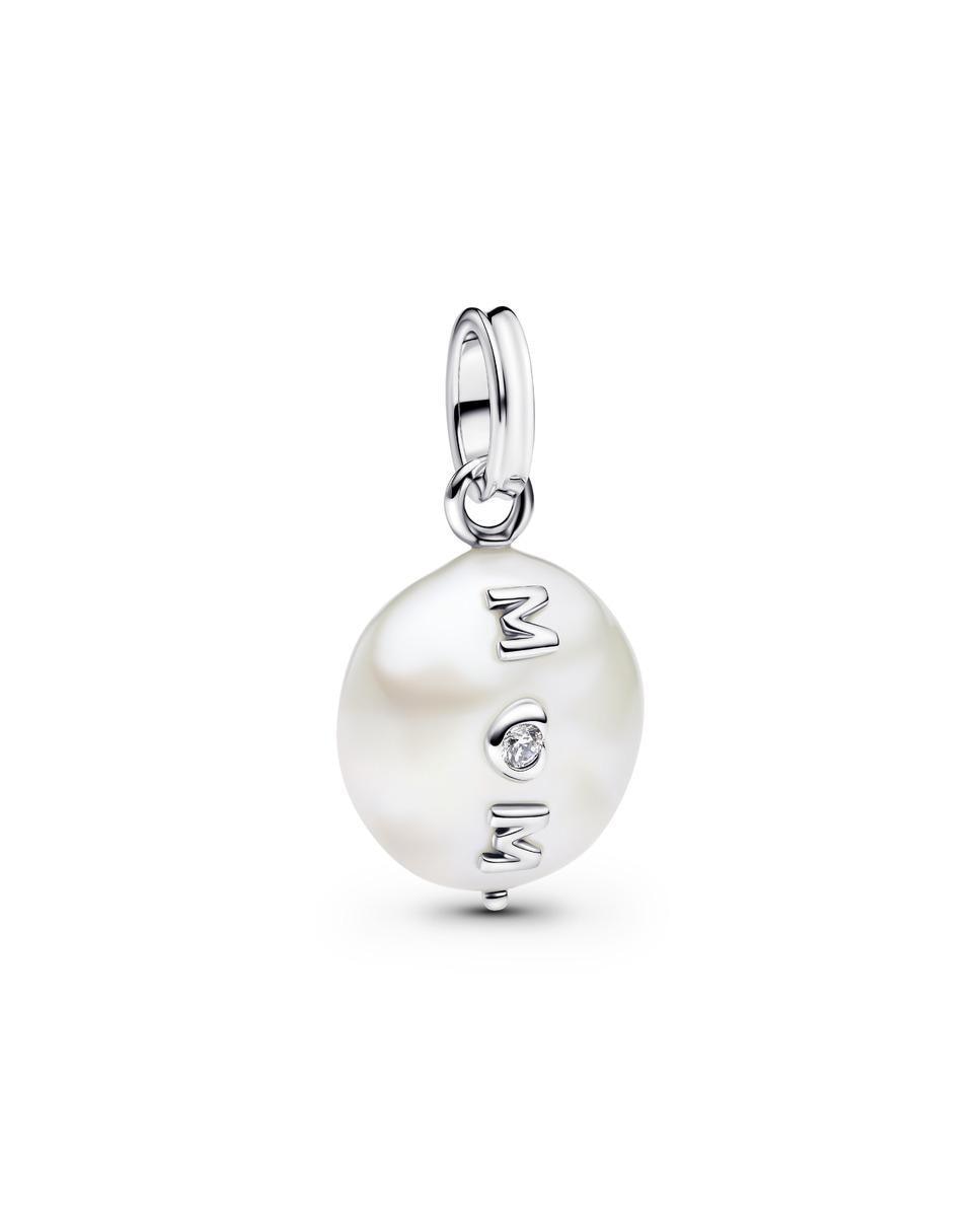 Charm en plata de ley Colgante Mamá y Perla Barroca Cultivada De Agua Dulce Tratada - PANDORA - Blanco Blanco-1