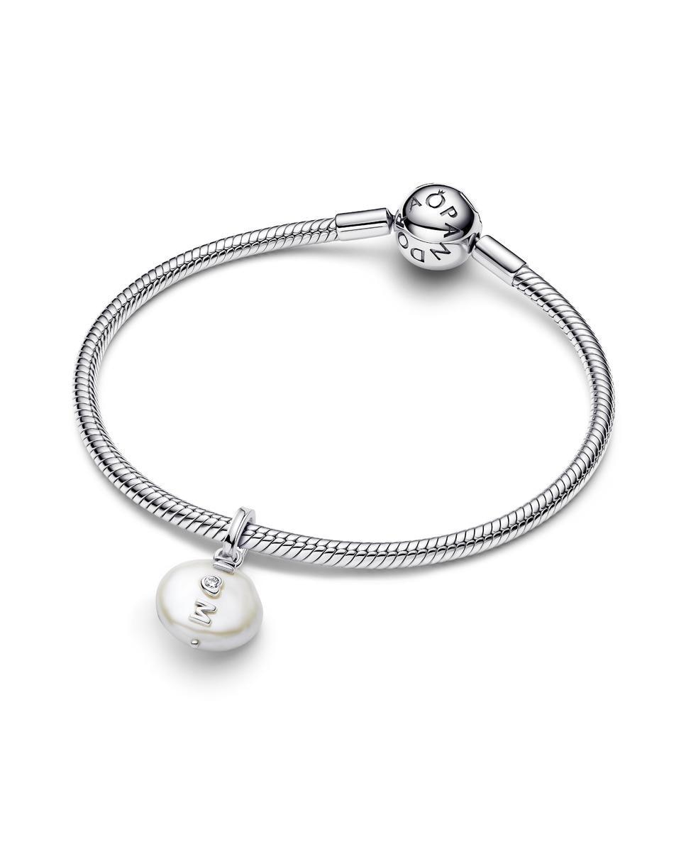Charm en plata de ley Colgante Mamá y Perla Barroca Cultivada De Agua Dulce Tratada - PANDORA - Blanco Blanco-2