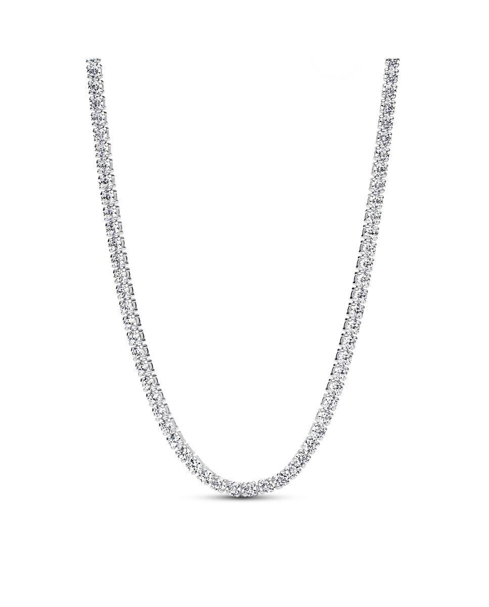 Choker en plata de ley de Tenis Blanco-1
