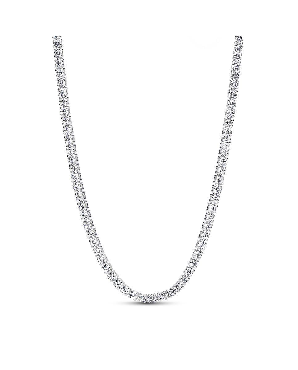 Choker en plata de ley de Tenis Blanco-1