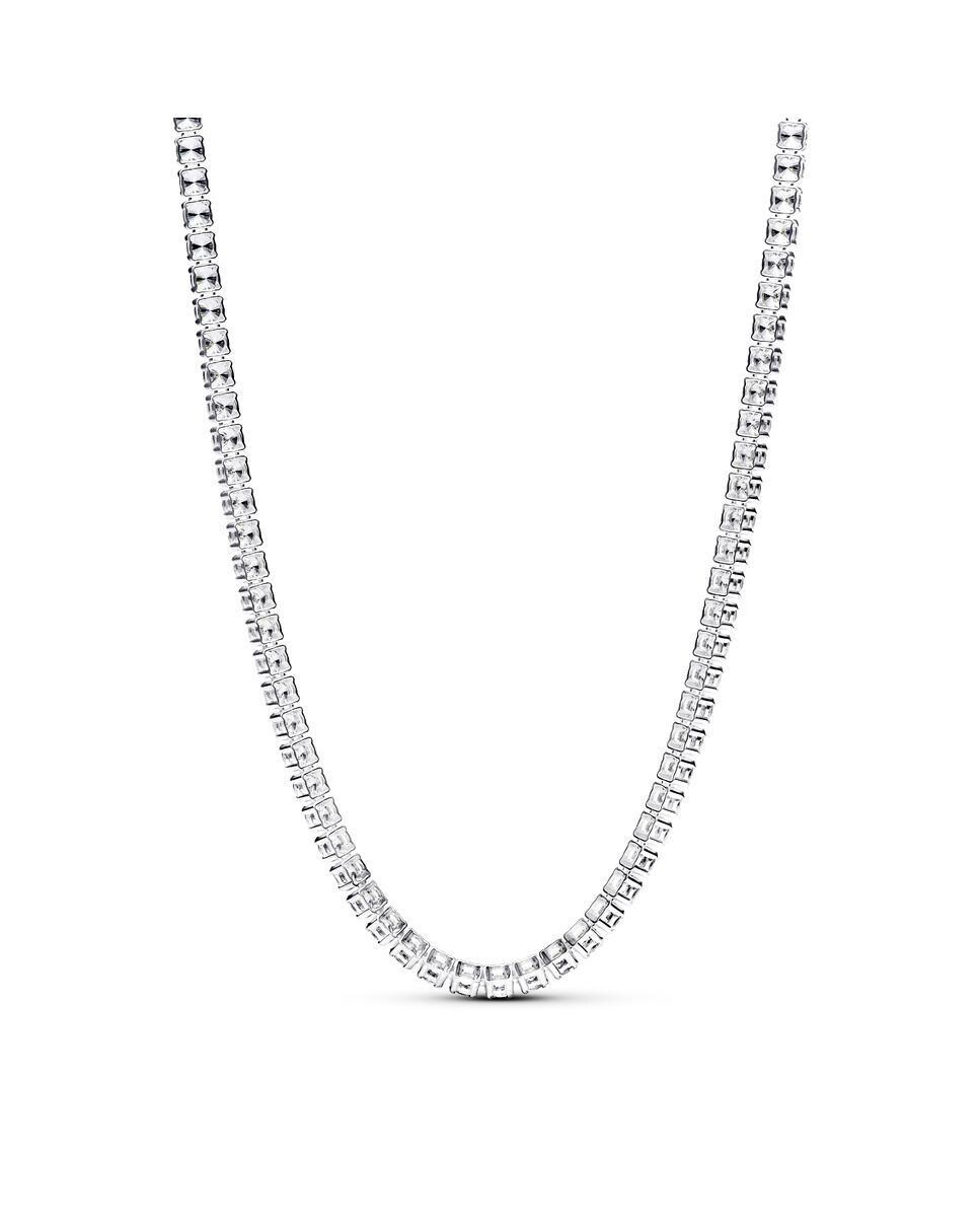 Choker en plata de ley de Tenis Blanco-2