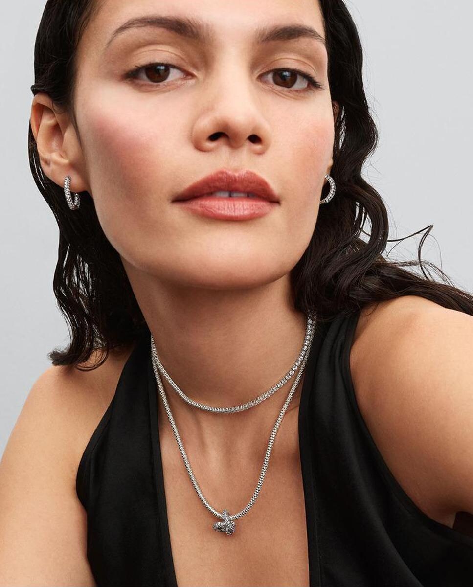 Choker en plata de ley de Tenis Blanco-4