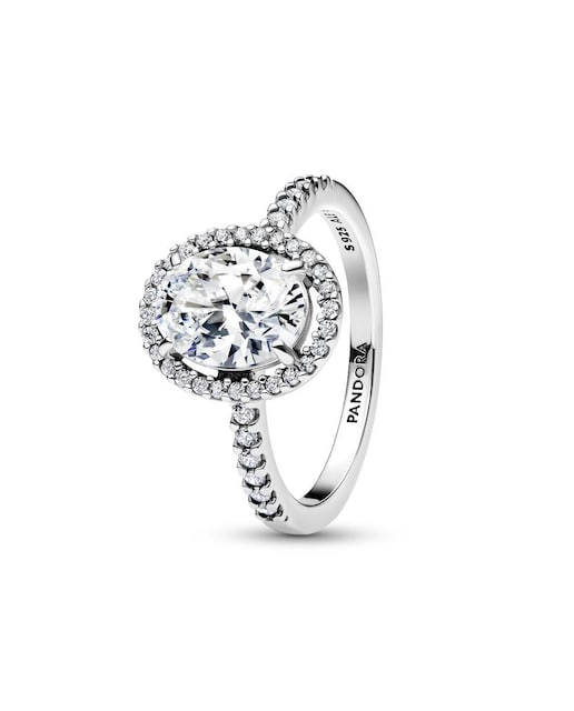 Imagen 0 de Anillo en plata de ley Halo Ovalado Brillante