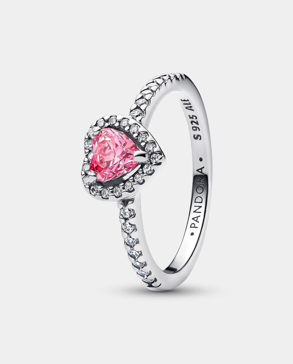 Anillo en plata de ley Corazón Elevado - PANDORA - Rosa Rosa-1