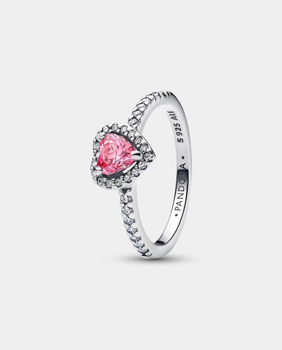 Anillo en plata de ley Corazón Elevado - PANDORA - Rosa Rosa-4