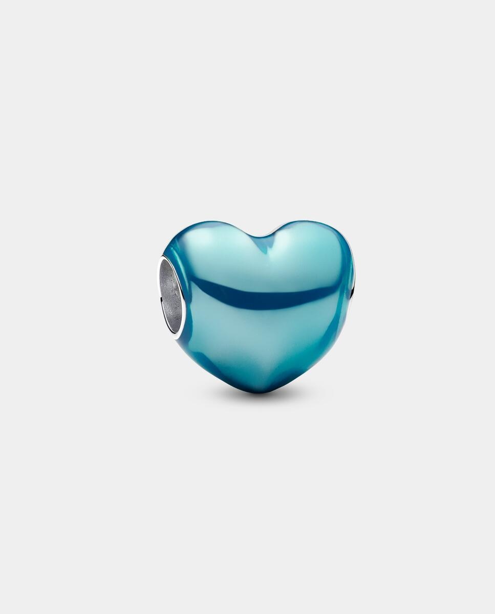 Charm en plata de ley corazón metálico azul cielo - PANDORA - Azul Azul-1