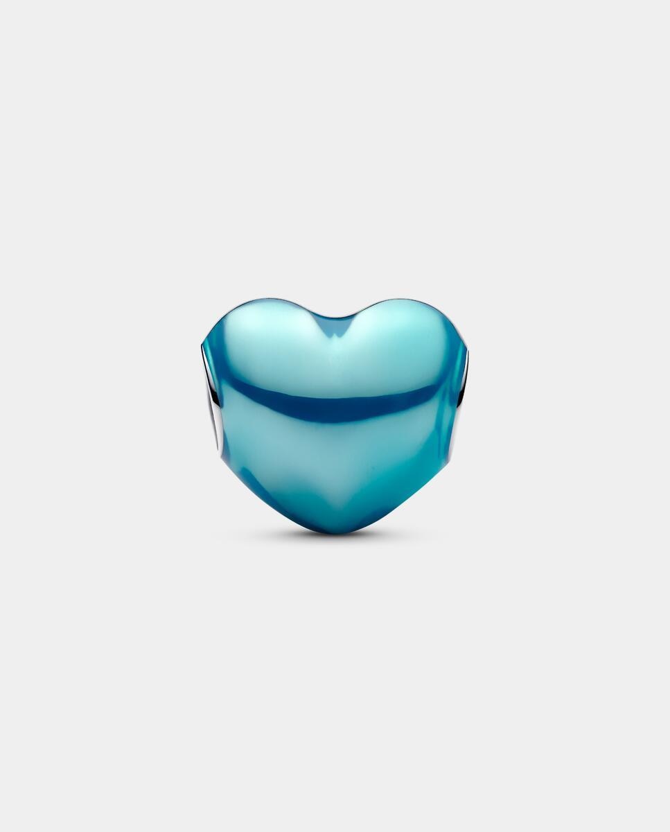 Charm en plata de ley corazón metálico azul cielo - PANDORA - Azul Azul-2