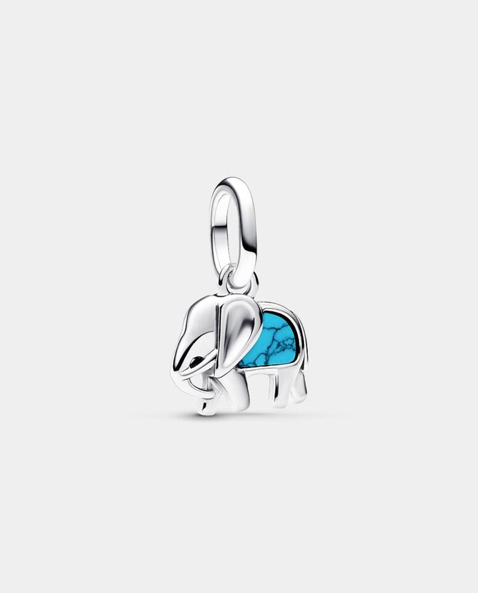 Charm en plata de ley mini colgante elefante turquesa - PANDORA - Azul Azul-1