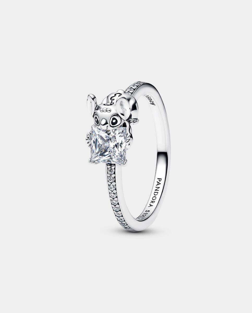 Anillo en plata de ley Gema y Stitch de Disney - PANDORA - Blanco Blanco-1