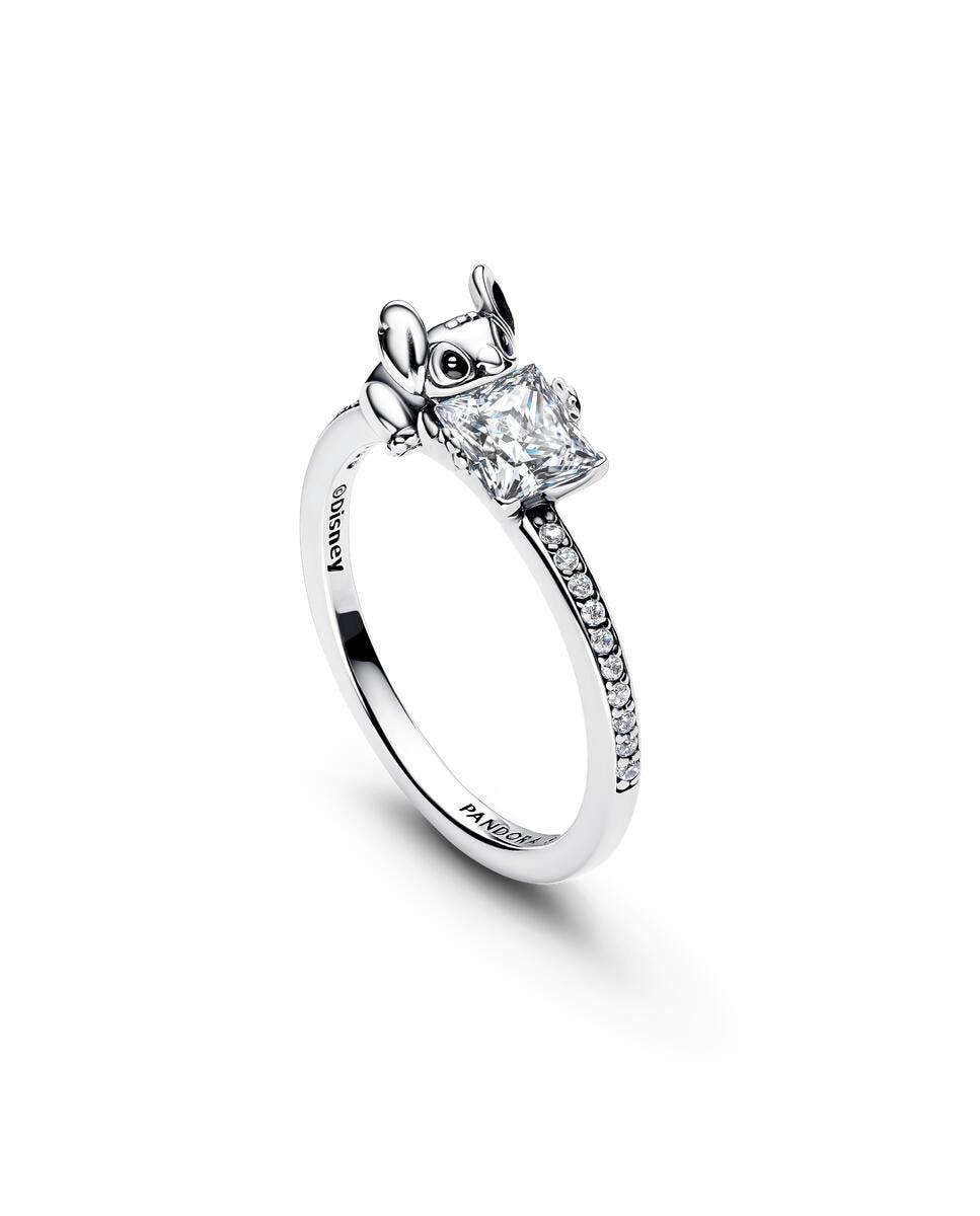 Anillo en plata de ley Gema y Stitch de Disney - PANDORA - Blanco Blanco-2