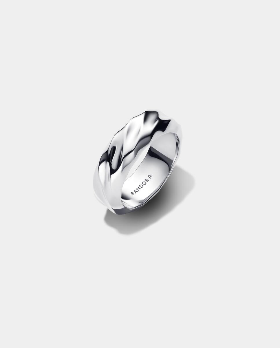Anillo en de ley banda ancha ondulada - PANDORA - Plata Plata-1