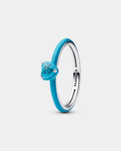 Imagen 0 de Anillo en plata de ley Gema Corazón Color Turquesa