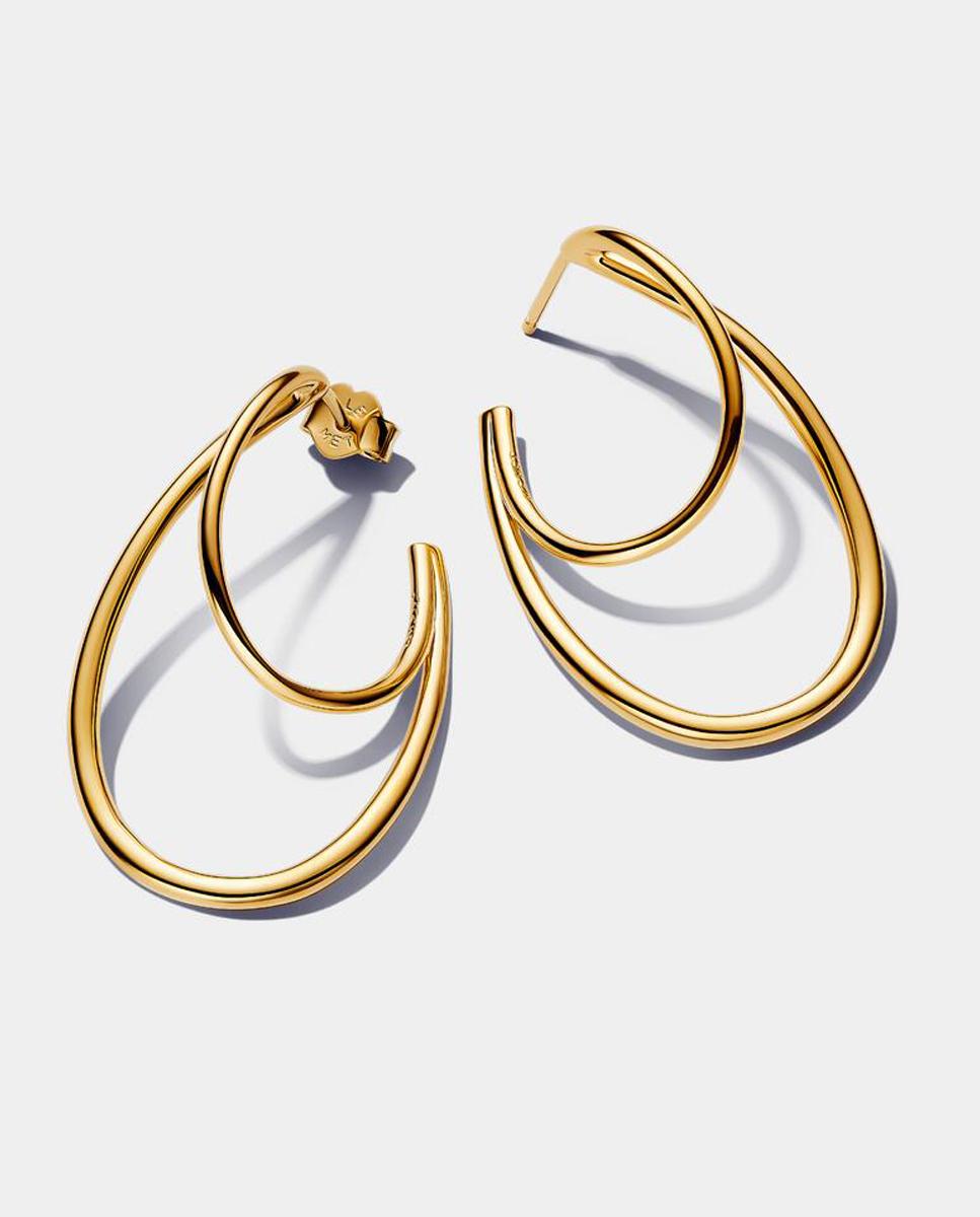 Pendientes de aro doble de forma orgánica - PANDORA - Oro Oro-1