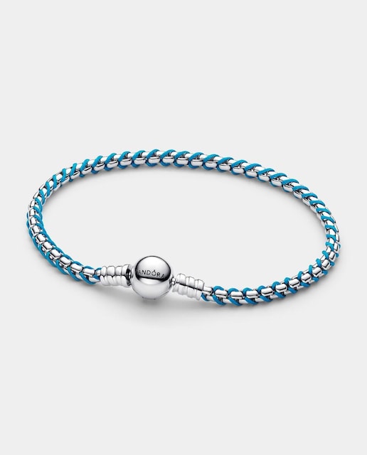 Imagen 0 de Pulsera en plata de ley Cadena Caja Cordón Azul