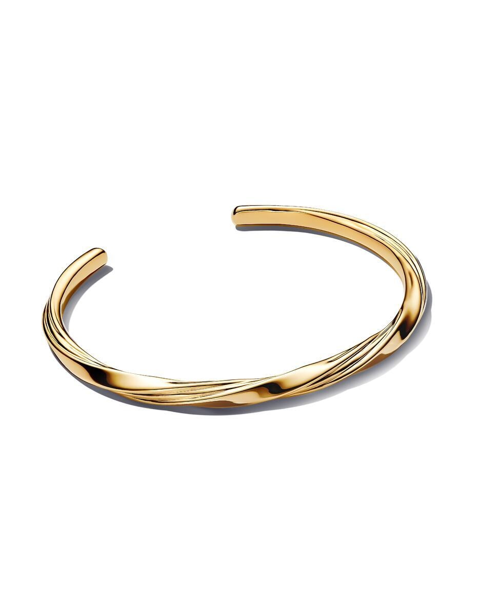 Pulsera Rígida Abierta Entrelazada - PANDORA - Dorado Dorado-2