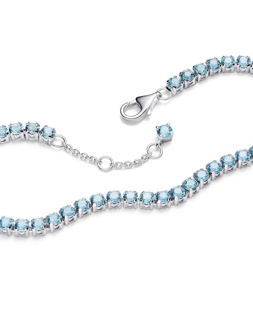 Imagen 0 de Pulsera en plata de ley Tenis Azul Claro Brillante