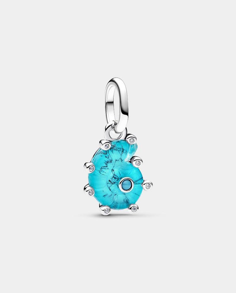 Imagen 1 de Charm en plata de ley colgante caracola de cristal de murano azul Azul