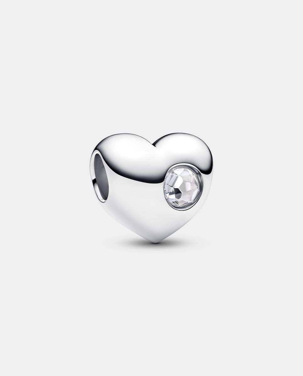 Imagen 1 de Charm en plata de ley grabable corazón gema transparente - PANDORA - Blanco Blanco
