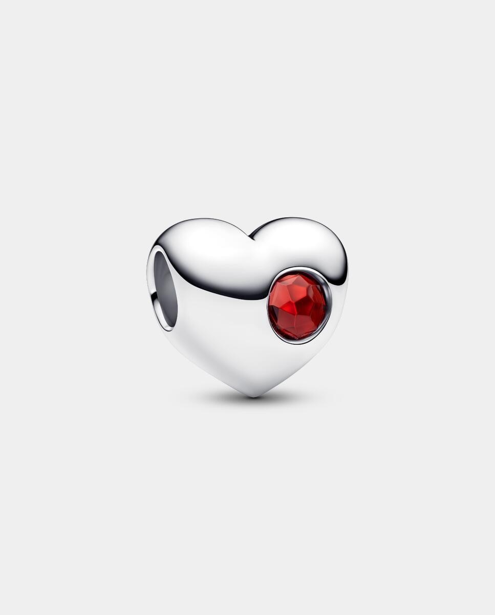 Imagen 1 de Charm en plata de ley grabable corazón gema roja Rojo