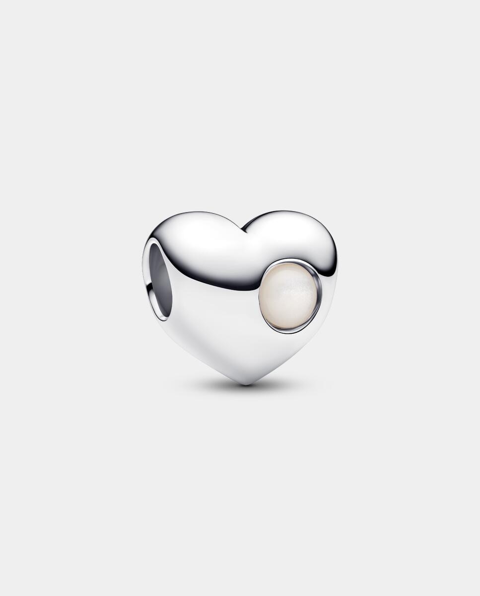 Imagen 1 de Charm en plata de ley grabable corazón gema blanca - PANDORA - Blanco Blanco